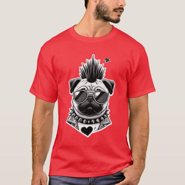 PUNK ROCKER-PUG 7 T SHIRT (Framsida)