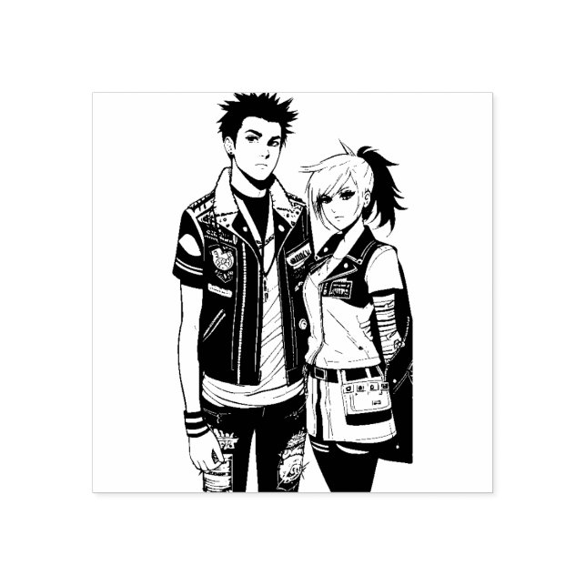 Punk Rockers Rubber Frimärke Stämpel (Tryck)