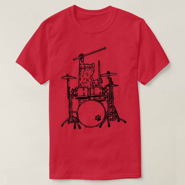 Punk Rockstar Kitten Kattunge Drummer Spela Dru T Shirt (Design framsida)