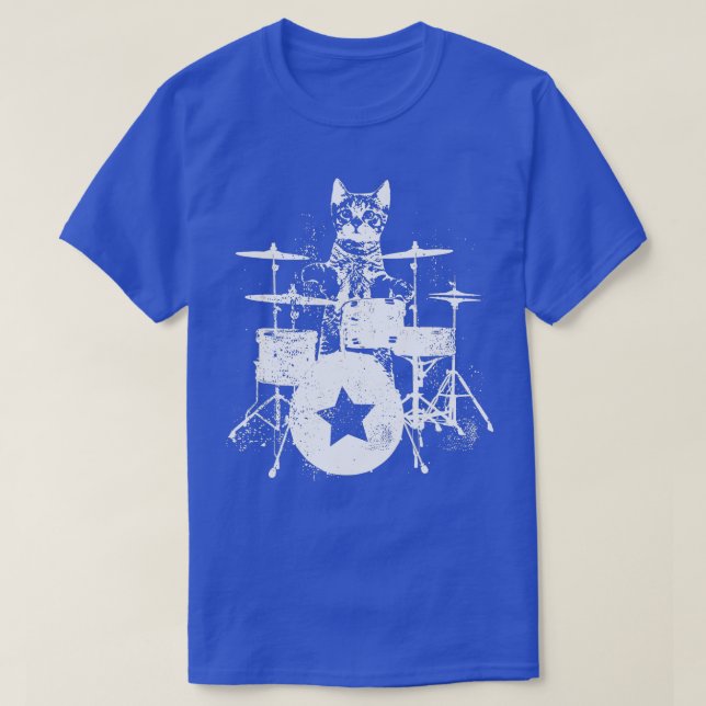 Punk Rockstar Kitten Kattunge Drummer Spela Dru T Shirt (Design framsida)