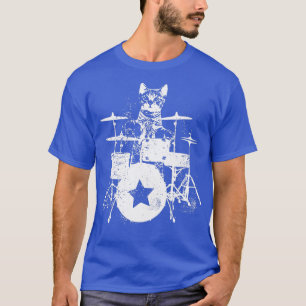 Punk Rockstar Kitten Kattunge Drummer Spela Dru T Shirt