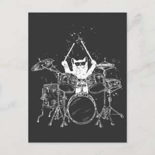 Punk Rockstjärna Kitten Kitty Katt Trummis Trummar Vykort