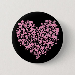 Punk Rosa Skull Heart Knapp