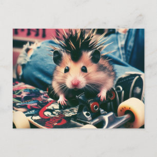Punk Skateboarding Cute Hamster Vykort