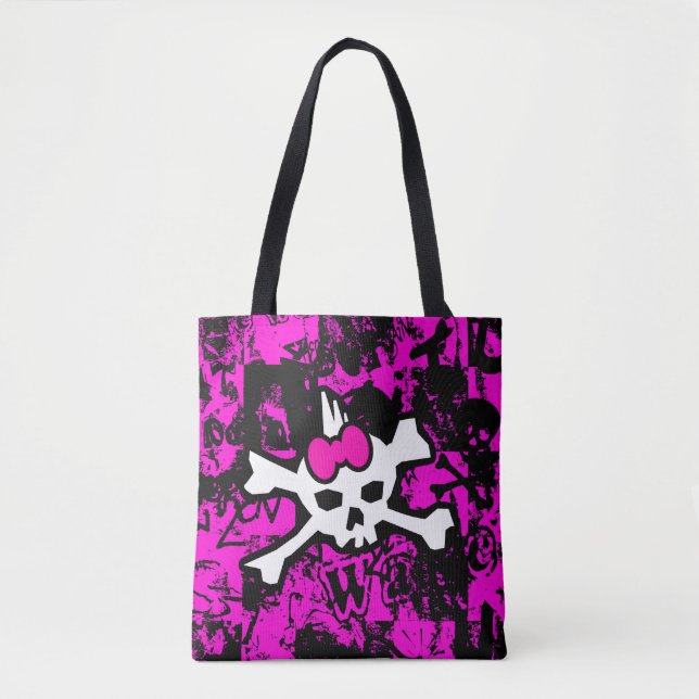 Punk Skull Princess Tote Bag Tygkasse (Framsida)
