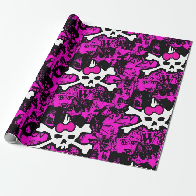 Punk Skull Princess Wrapping Papper Presentpapper (Utrullad)