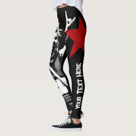 Punk Sten Anpassningsbar Text 90s Grunge Street Ar Leggings