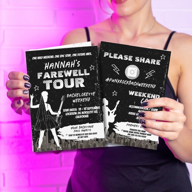 Punk Sten Bachelorette Helg Itinerary Inbjudan (Skapare uppladdad)