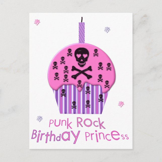Punk Sten Birthday Princess Vykort (Framsida)