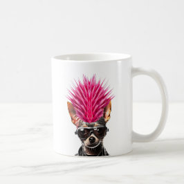 Punk Sten Chihuahua Rosa Mohawk Music Älskare Pet  Kaffemugg