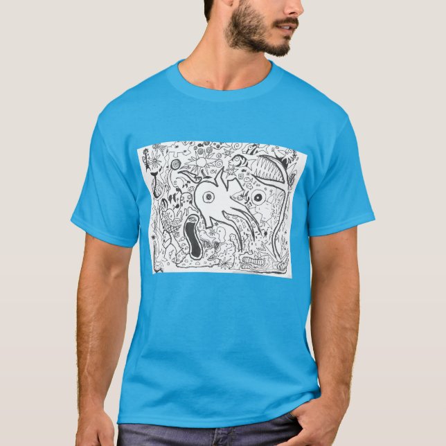 Punk Sten Design #14 Fantasy Ocean on Light Blue T Shirt (Framsida)