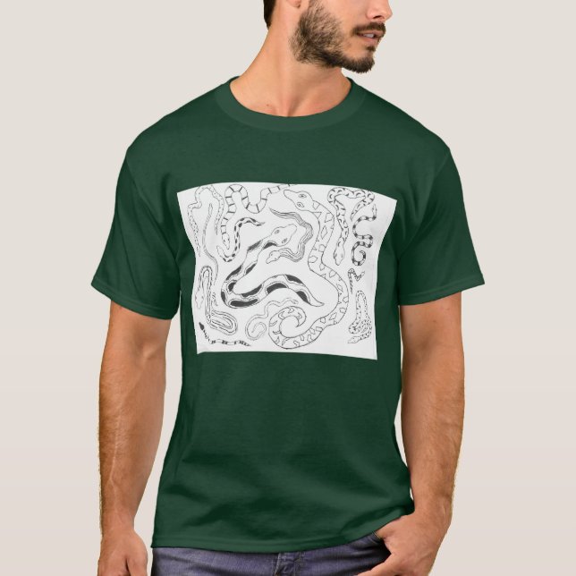 Punk Sten Design #18 Snakes på Grönt T Shirt (Framsida)
