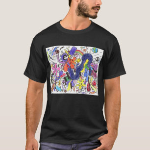Punk Sten Doodle #15 i Färg på Black T Shirt