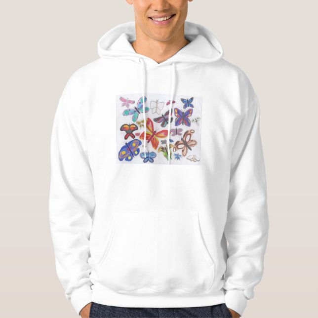 Punk Sten Doodle #28 Butterflies Färg Hoodie (Framsida)