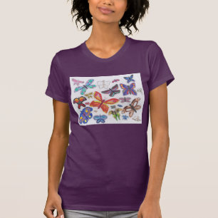 Punk Sten Doodle #28 Butterflies Färg Kvinnor T Shirt