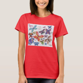 Punk Sten Doodle #28 Butterflies Färg Red Women's T Shirt