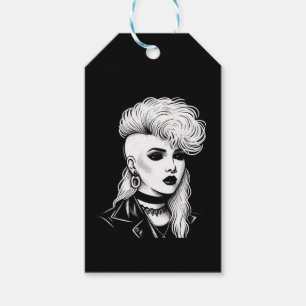 Punk Sten Girl med Side Shave Haircut Retro Presentetikett