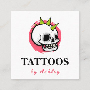Punk Sten Gothic Skull Tatto Artist Salon Studio Fyrkantigt Visitkort
