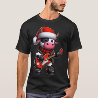 Punk Sten Jultomten Cow Guitar Player T Shirt