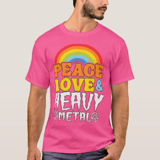 Punk Sten Kids Band Metall Rainbow Peace Kärlek He T Shirt