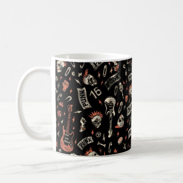 "Punk Sten Mönster - Bold & Rebellious Stil Kaffemugg (Vänster)