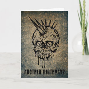 Punk Sten Rocker Skull med Mohawk Birthday Kort