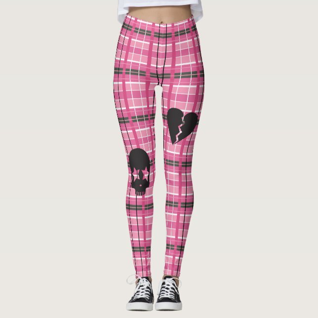 Punk Sten Rosa Plaid Leggings (Framsida)