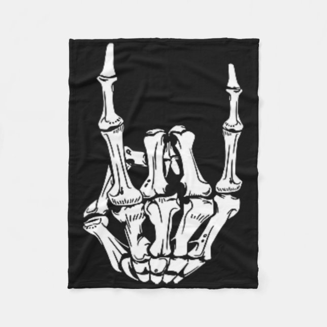 Punk Sten Skeleton Coola Rocker Halloween Manar Kv Fleecefilt (Framsidan)