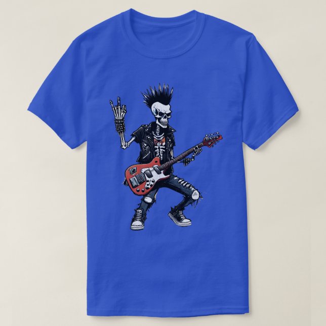 Punk Sten Skeleton Guitar Shredder T Shirt (Design framsida)
