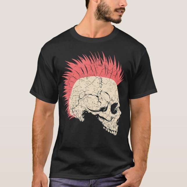 Punk Sten Skull Skeleton Rocker Fläkt Gift (2) T Shirt (Framsida)