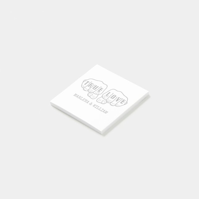 Punk Sten Tattoo Händer Äkta kärlek 1:a årsdagen Post-it Block (Vinklad)