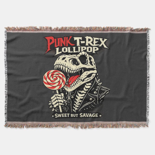 Punk T-Rex Lollipop - Söt men vild Filt (Framsidan)