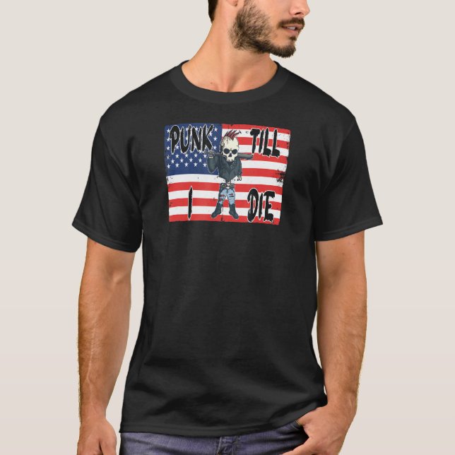 Punk till I Die American Flagga America Edition T Shirt (Framsida)