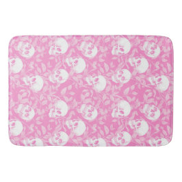 Punk tjejgotisk rosa kranier & lövverk Halloween Badrumsmatta