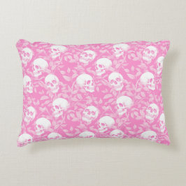 Punk tjejgotisk rosa kranier & lövverk Halloween Prydnadskudde