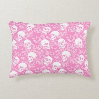 Punk tjejgotisk rosa kranier & lövverk Halloween Prydnadskudde