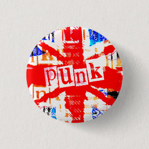 Punk Union Jack Button Knapp