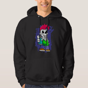 Punker Skeleton med spray kan graffiti Artist Str Hoodie