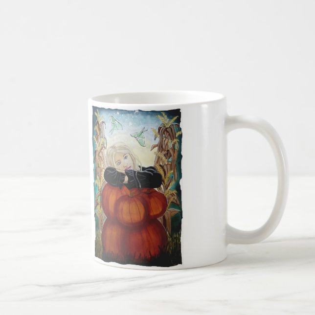 Punkin hög - pumpor, häxa, måne, Halloween Kaffemugg (Höger)