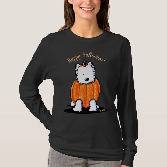 Punkin Westie Dam Mörk LS T-Shirt (Framsida)