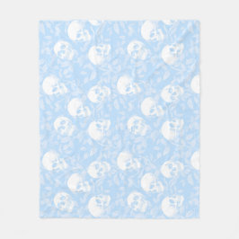 Punkpastell blå gotiska kranier & löv Halloween Fleecefilt