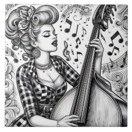 Punkrock Rockabilly Retro Glam Svart & Vitt Kakelplatta