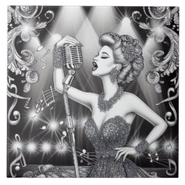 Punkrock Rockabilly Retro Glam Svart & Vitt Kakelplatta