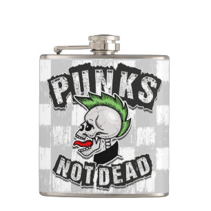 Punks Är Inte Döda Skalle Mohawk Punkrock Rocker Fickplunta