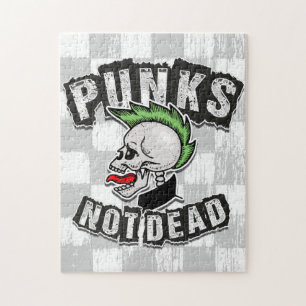 Punks Är Inte Döda Skalle Mohawk Punkrock Rocker Pussel