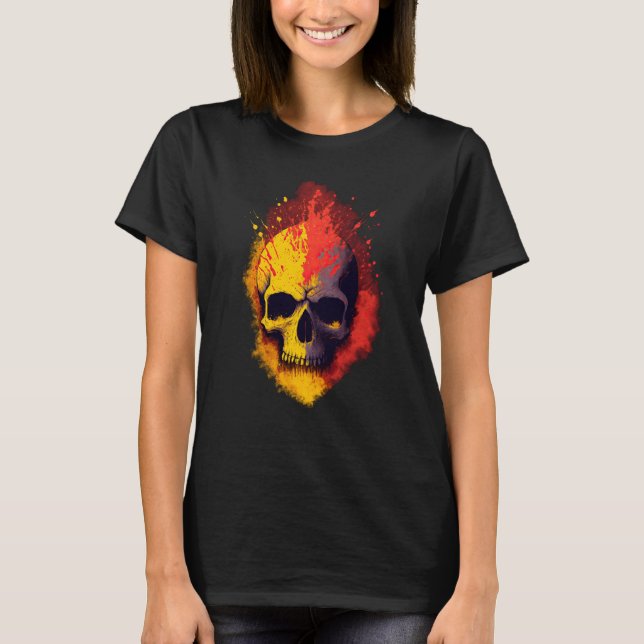 Punks Not Dead Skull Spanish Flag Colour Edition T Shirt (Framsida)