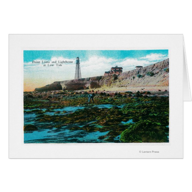 Punkt Loma och fyr vid låg tidpunkt Hälsningskort (Framsidan Horizontal)