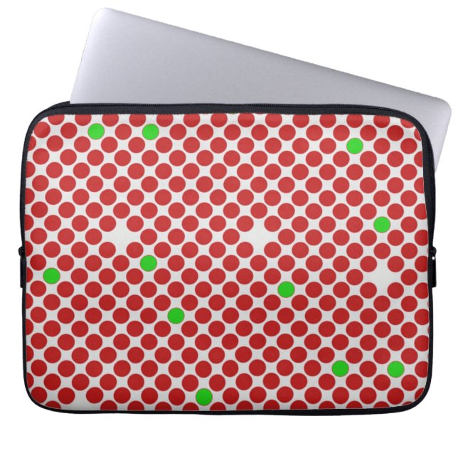 Punkter Diagonal Graphical Mönster Red White Grönt Laptop Sleeve (Framsidan)