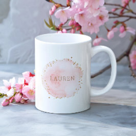 punkter för vattenfärgscirkel Guld vid Rosa Kaffemugg