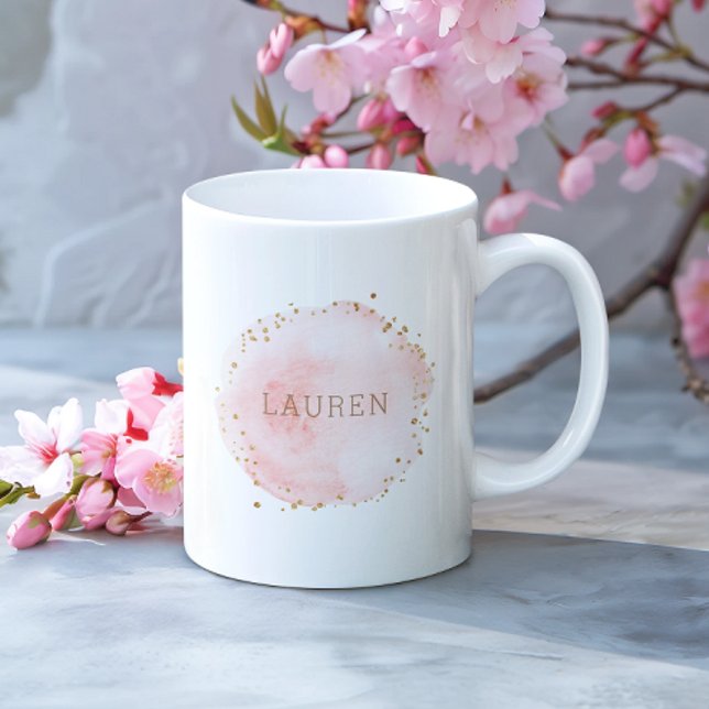  punkter för vattenfärgscirkel Guld vid Rosa Kaffemugg (Skapare uppladdad)